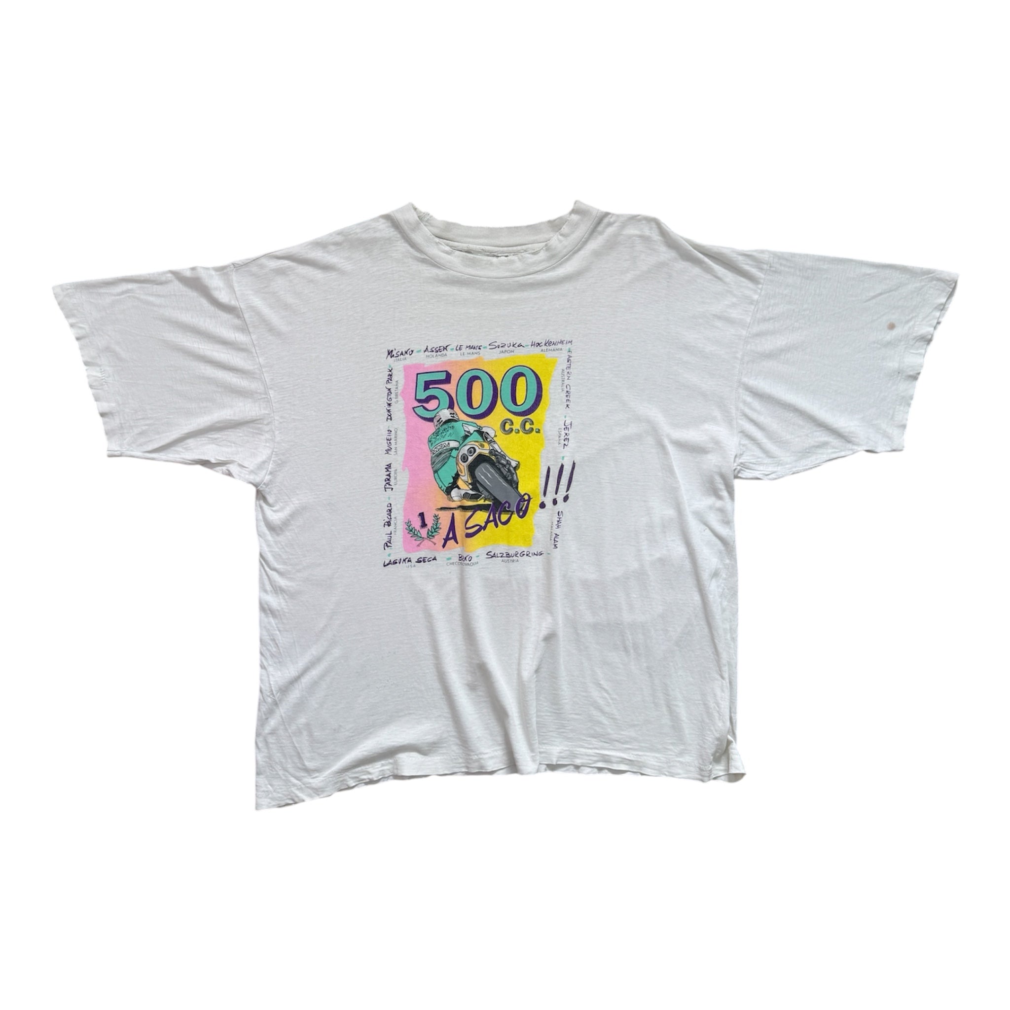 T-Shirt Vintage 500cc Moto GP "À Saco" Blanc