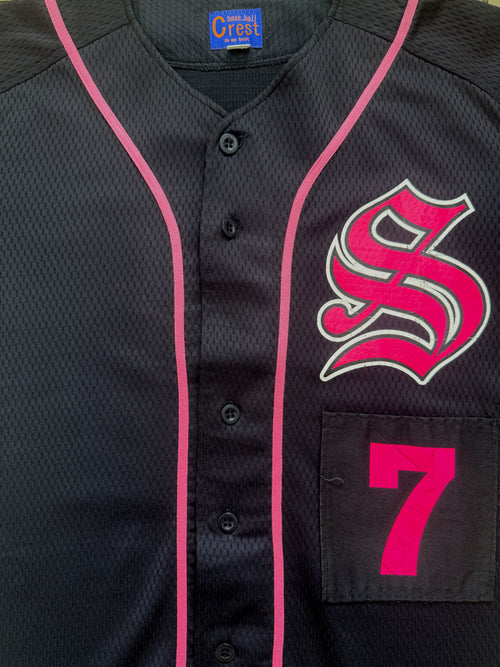 Jersey Baseball Vintage Crest #7 Noir Rose