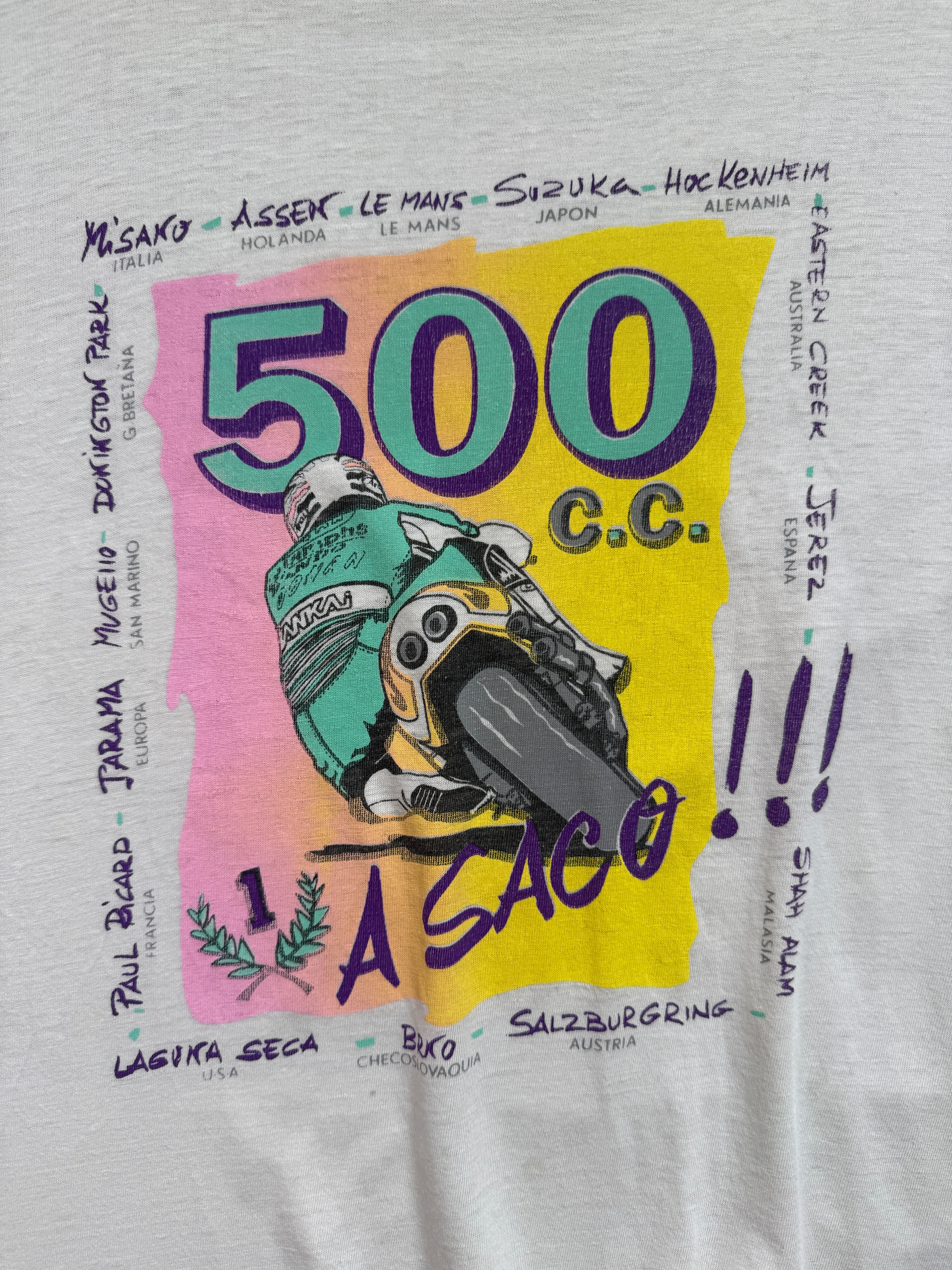 T-Shirt Vintage 500cc Moto GP "À Saco" Blanc