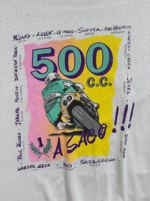 T-Shirt Vintage 500cc Moto GP "À Saco" Blanc