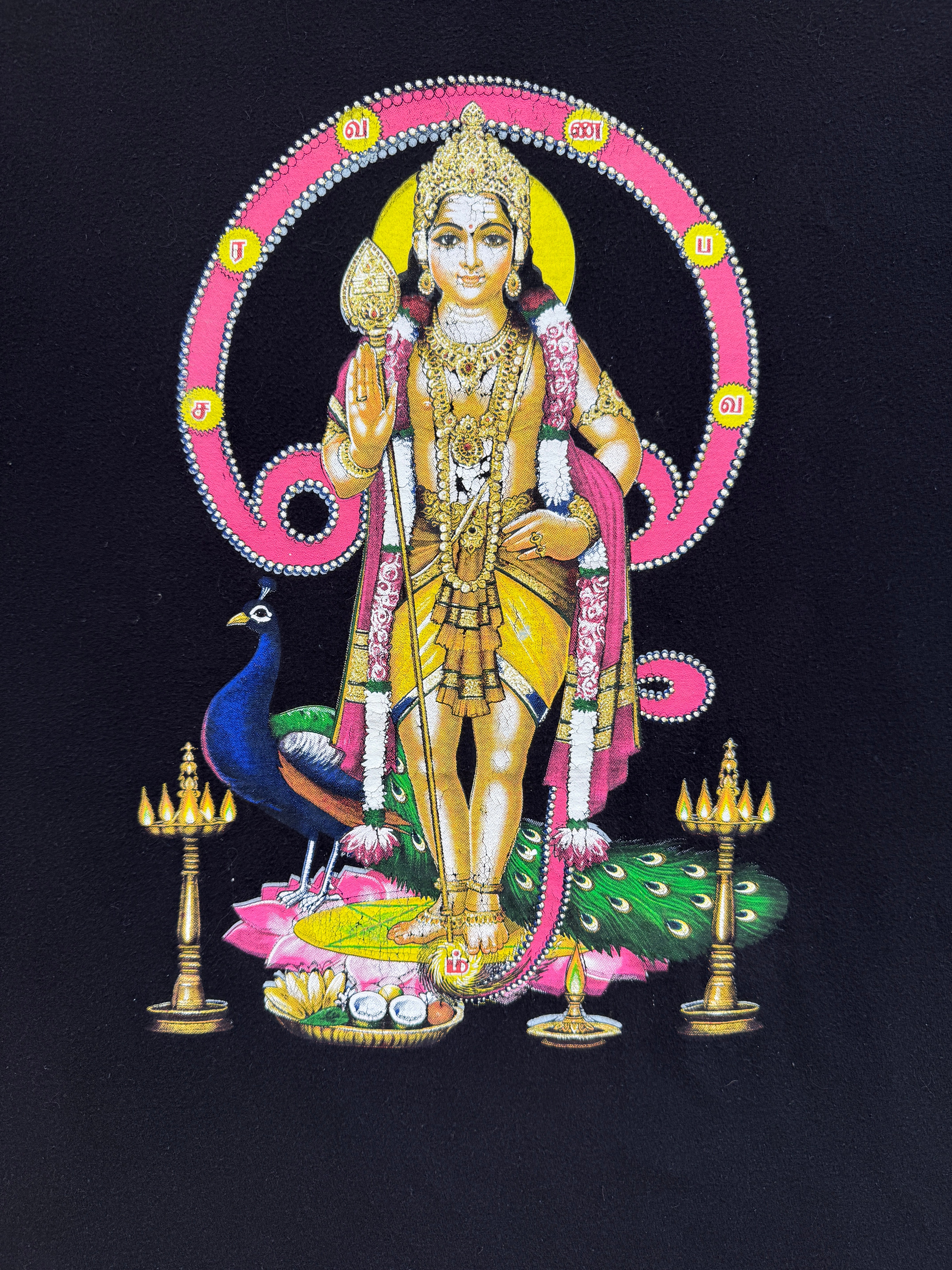 T-Shirt Vintage Murugan Divinité Hindoue Noir