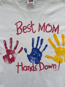 T-Shirt Vintage "Best Mom Hands Down" Fruit of the Loom Blanc