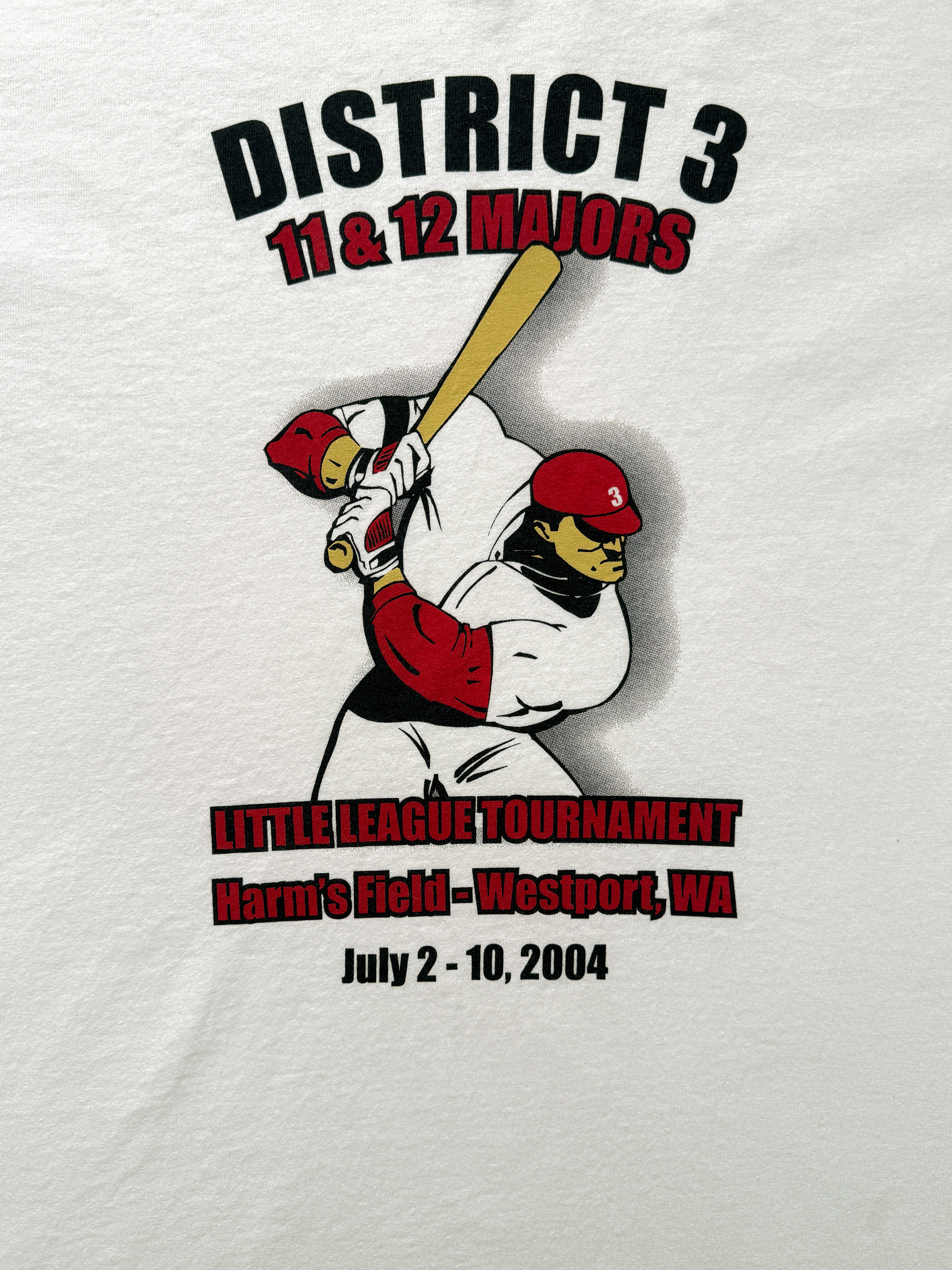 T-Shirt Vintage District 3 Little League Baseball 2004 Blanc