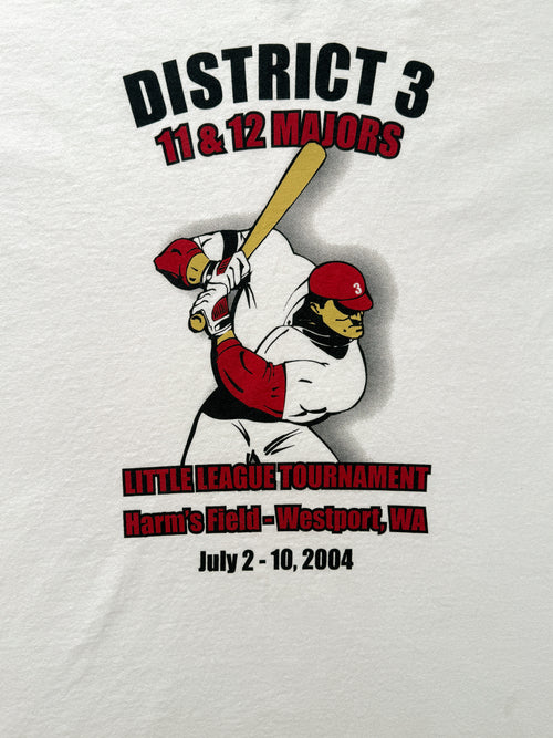 T-Shirt Vintage District 3 Little League Baseball 2004 Blanc