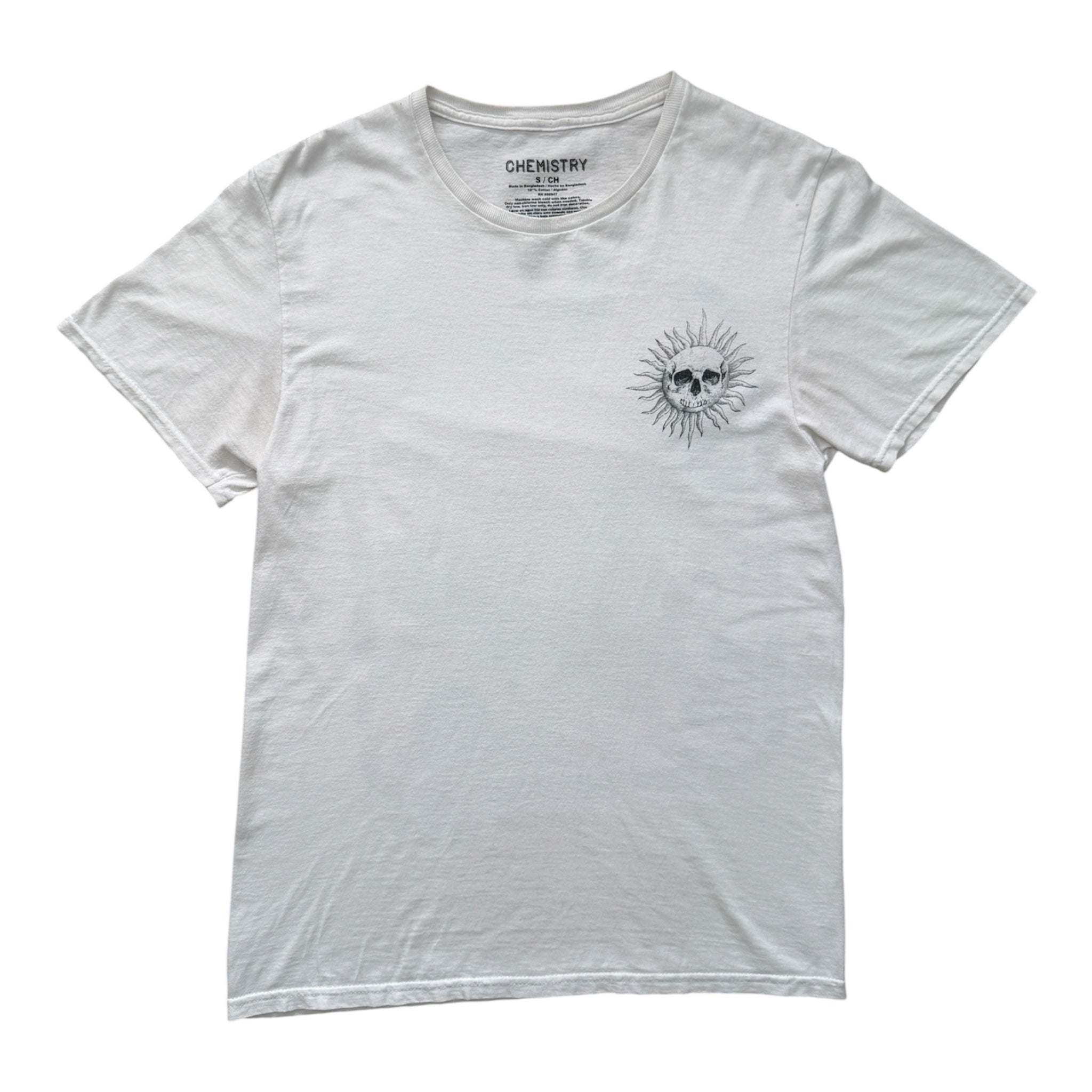 T-Shirt Vintage Chemistry Skull Solaire Psychédélique Blanc