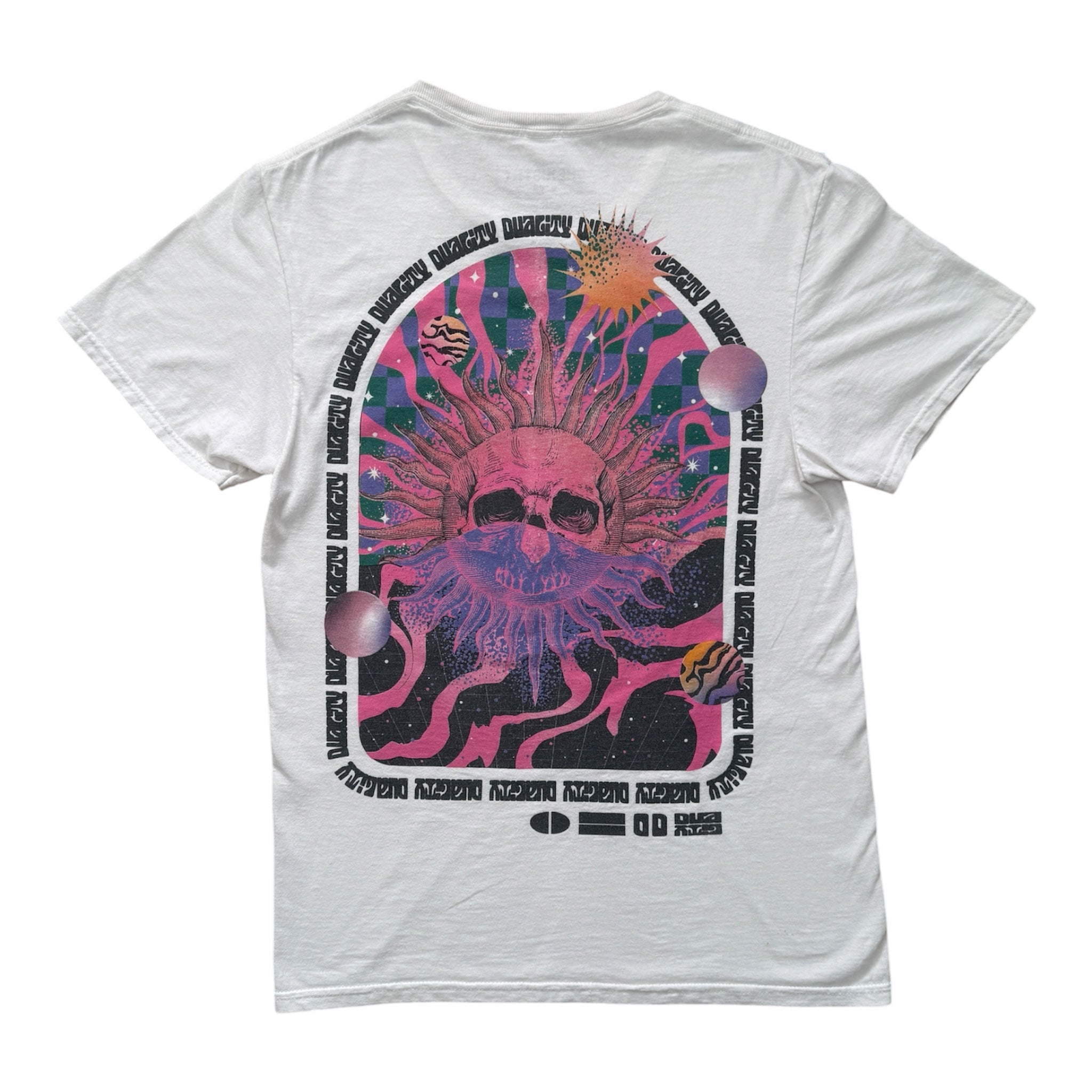 T-Shirt Vintage Chemistry Skull Solaire Psychédélique Blanc