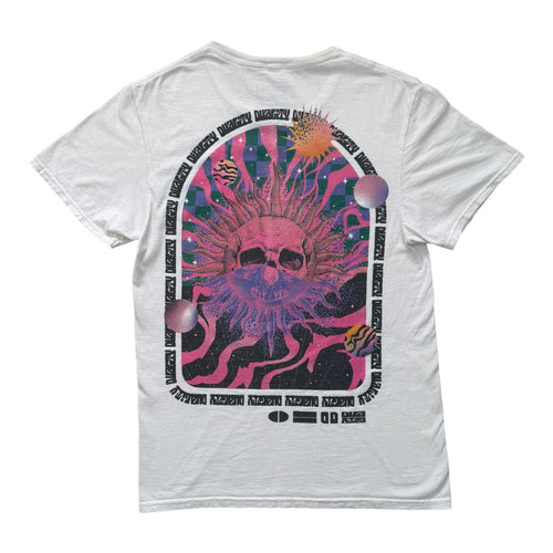 T-Shirt Vintage Chemistry Skull Solaire Psychédélique Blanc