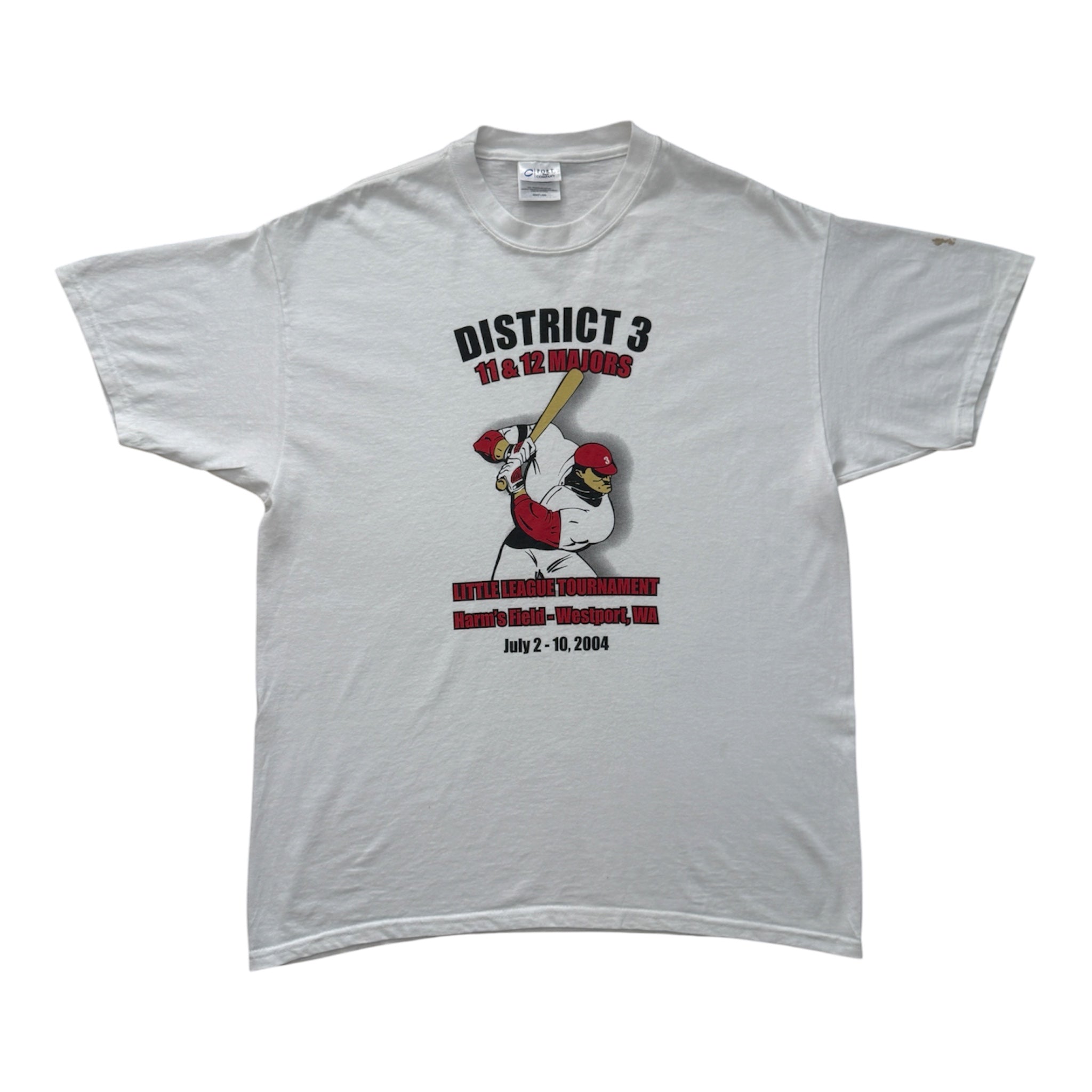 T-Shirt Vintage District 3 Little League Baseball 2004 Blanc
