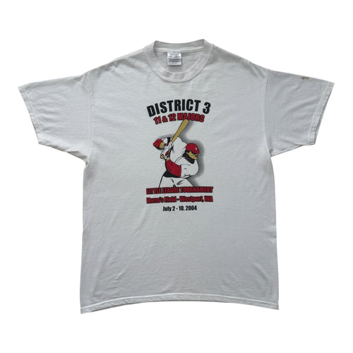 T-Shirt Vintage District 3 Little League Baseball 2004 Blanc