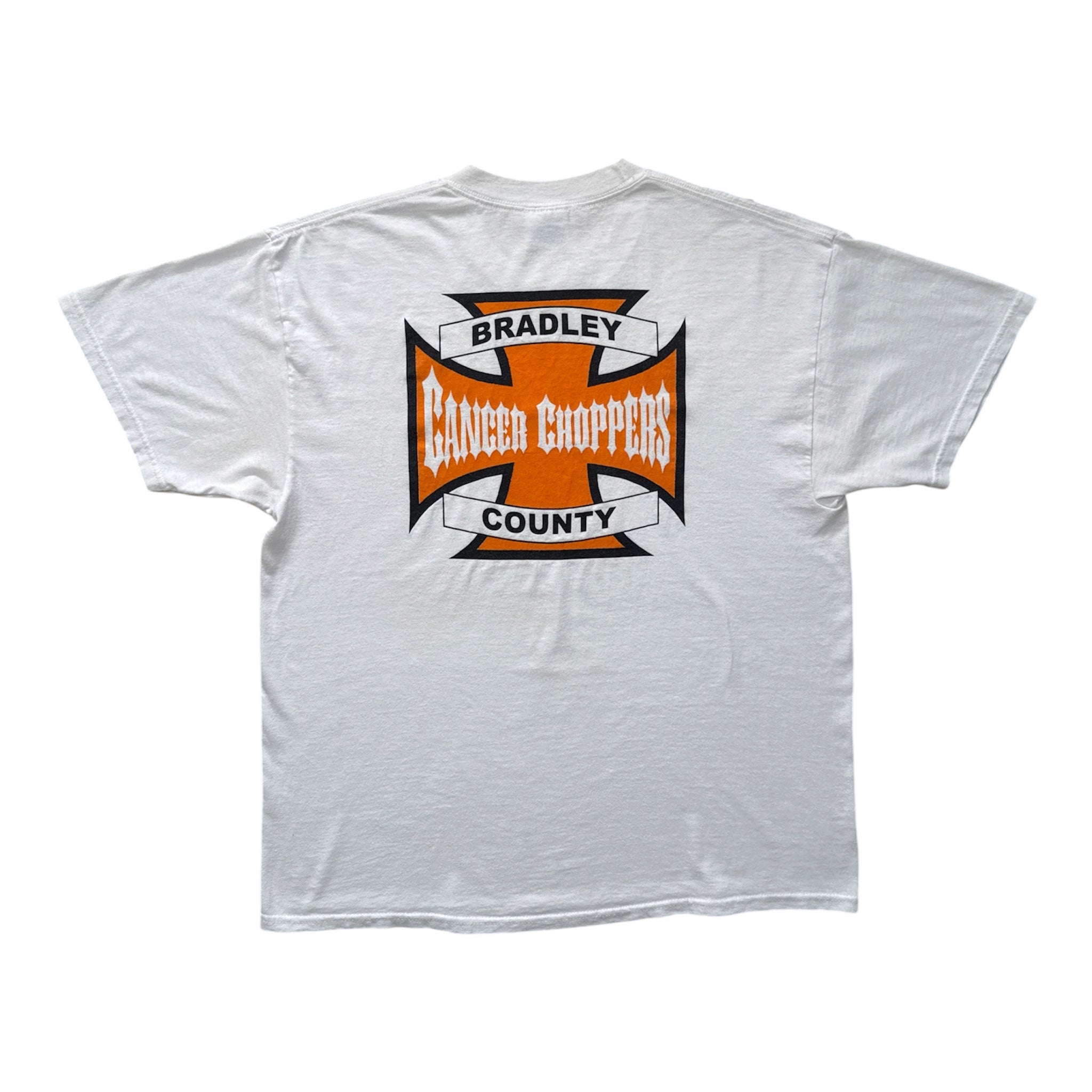 T-Shirt Vintage Bradley County Cancer Choppers Blanc