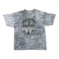 T-Shirt Vintage Polar Wolf All-Over Print Acid Wash Gris
