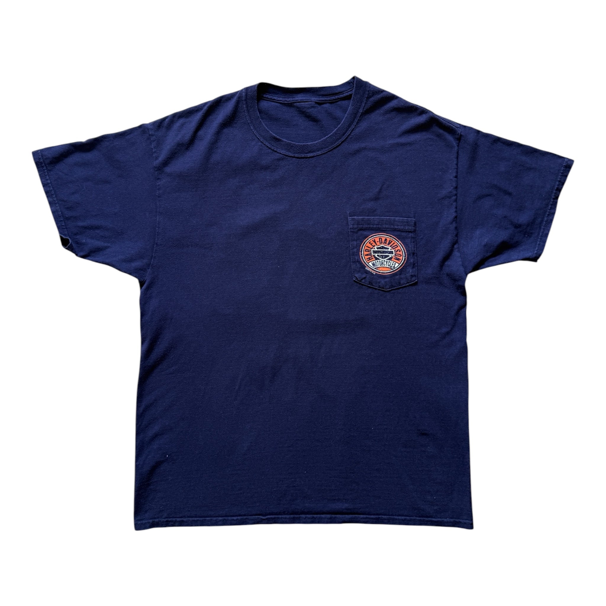 T-Shirt Vintage Harley-Davidson Rommel Dealer Smyrna Delaware Bleu Marine