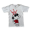 T-Shirt Vintage Snoopy Joe Cool King Crown Blanc