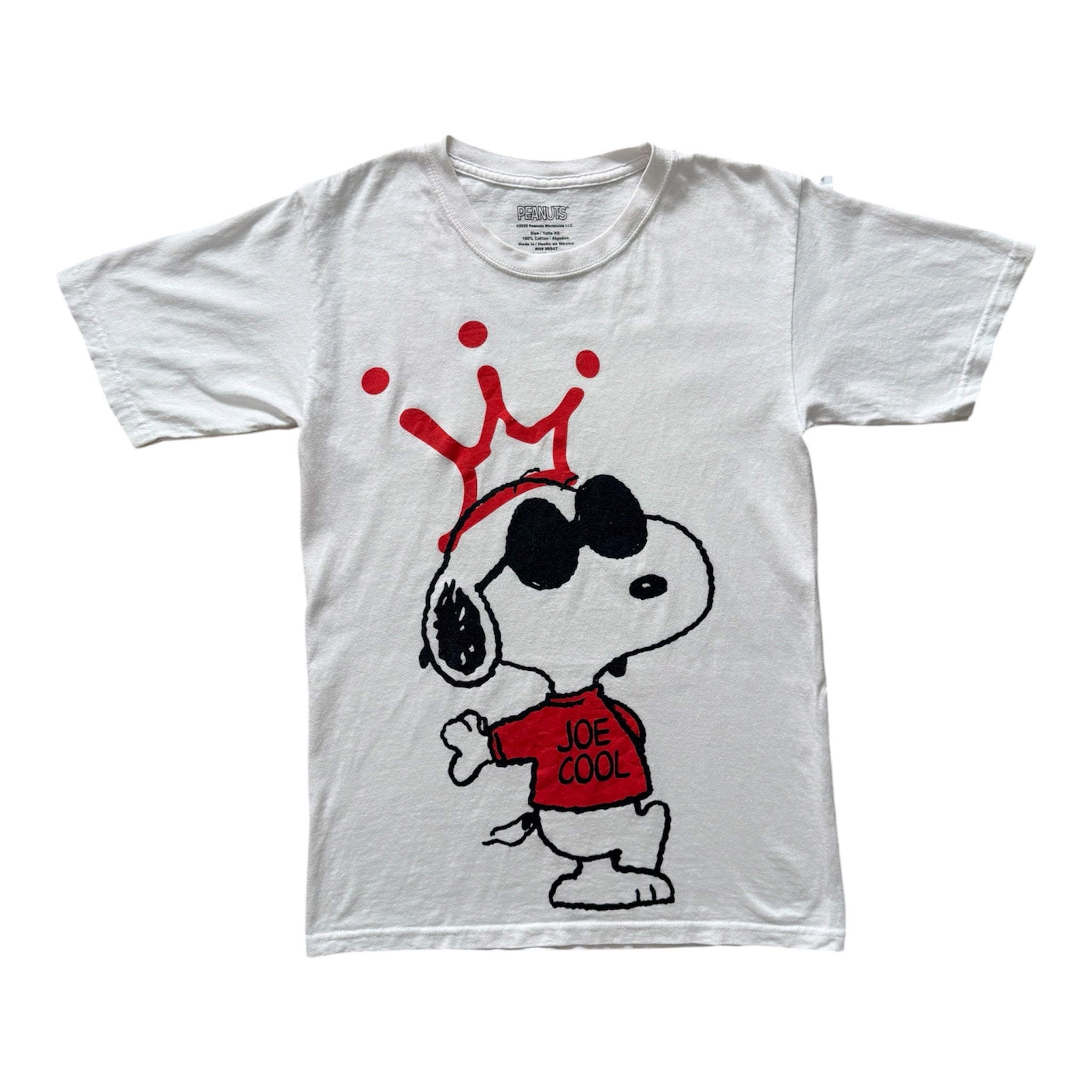 T-Shirt Vintage Snoopy Joe Cool King Crown Blanc
